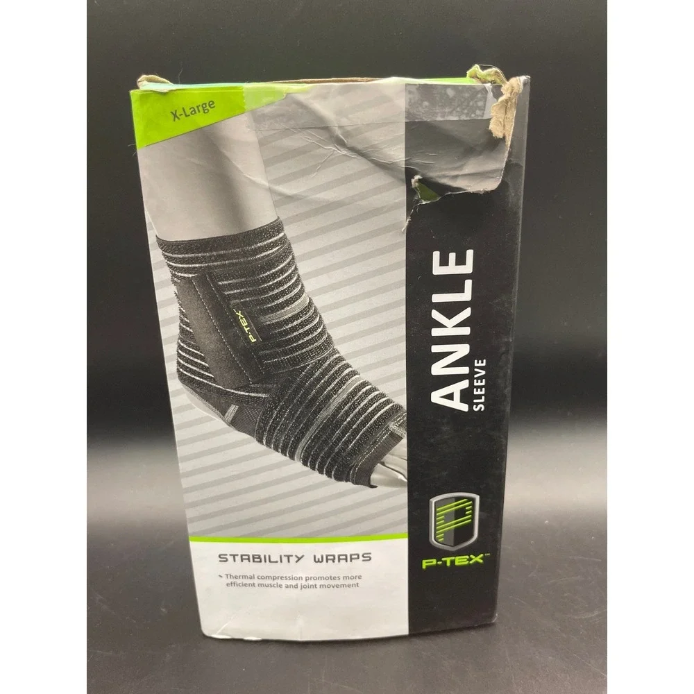 P-TEX Ankle Sleeve with Stability Wraps Thermal Compression Black XL P-TEXA102